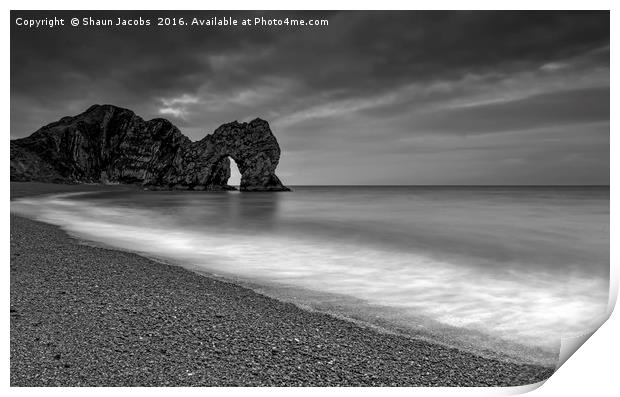 Durdle Door stormy morning  Print by Shaun Jacobs