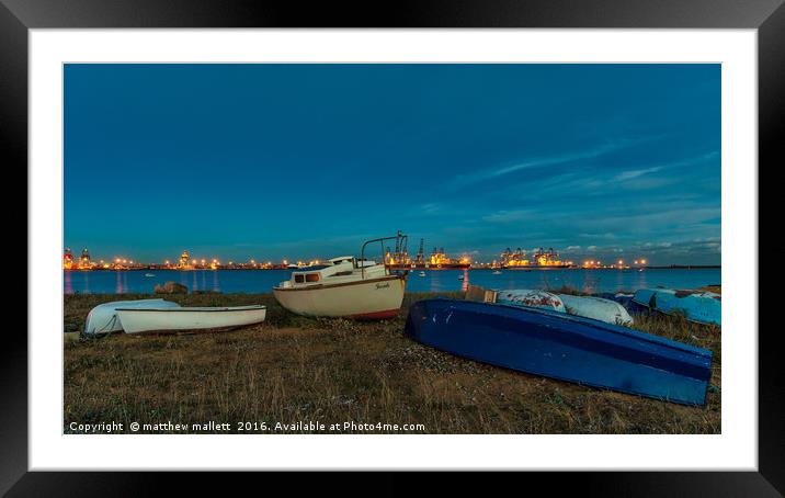 Harwich Boats to Felixstowe Container Ships Framed Mounted Print by matthew  mallett