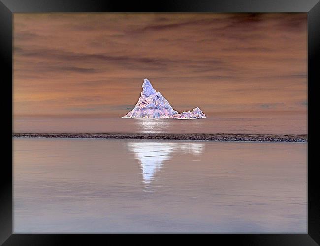 Crystal Reflection of Church Rock at Broadhaven,Pe Framed Print by paulette hurley