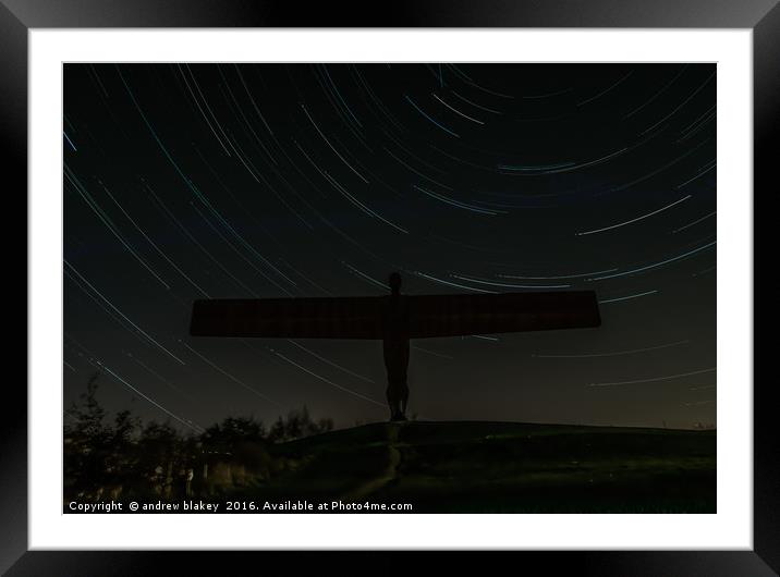 Angel Of the North Startrail Framed Mounted Print by andrew blakey