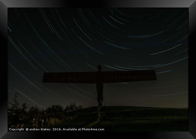 Angel Of the North Startrail Framed Print by andrew blakey