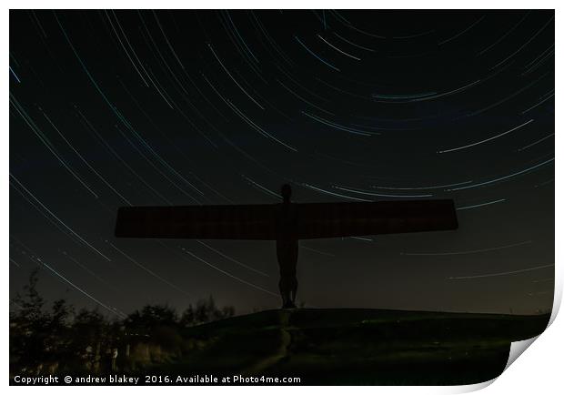 Angel Of the North Startrail Print by andrew blakey