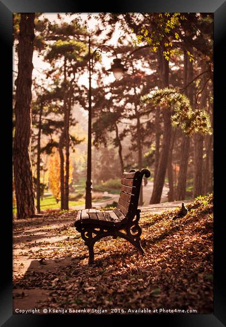 Autumn park scene Framed Print by Ksenija Bozenko Stojan
