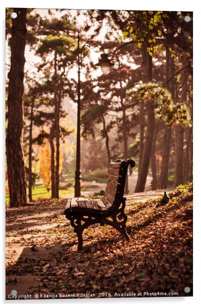 Autumn park scene Acrylic by Ksenija Bozenko Stojan