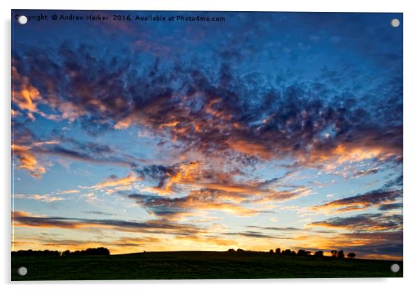 Salisbury Plain, Twilight, Wiltshire, UK Acrylic by Andrew Harker