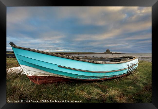 Fishing Boat on the Holy Island of Lindisfarne Framed Print by Heidi Stewart