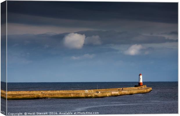 Berwick Lighthouse and Pier, Northumbrian Coast Canvas Print by Heidi Stewart