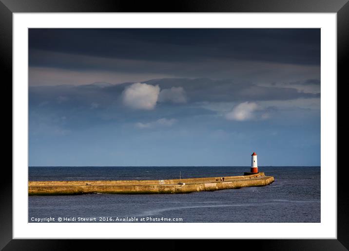 Berwick Lighthouse and Pier, Northumbrian Coast Framed Mounted Print by Heidi Stewart