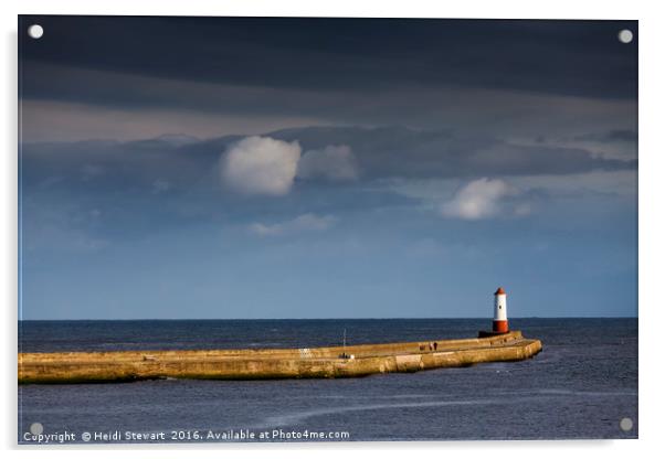 Berwick Lighthouse and Pier, Northumbrian Coast Acrylic by Heidi Stewart