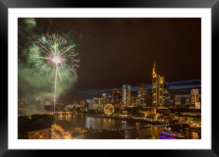 Skyline fireworks Framed Mounted Print by Thomas Schaeffer