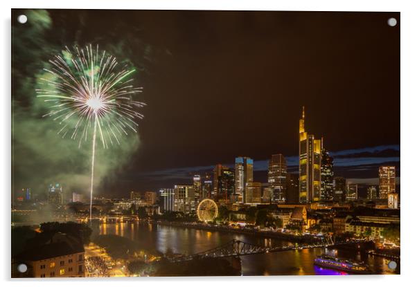 Skyline fireworks Acrylic by Thomas Schaeffer