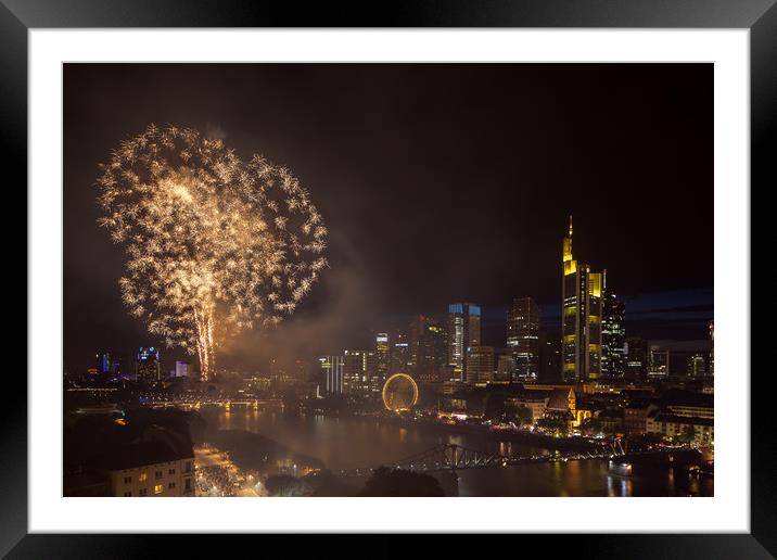 Fireworks over Frankfurt Framed Mounted Print by Thomas Schaeffer