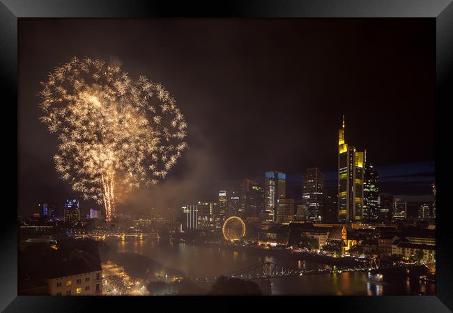 Fireworks over Frankfurt Framed Print by Thomas Schaeffer