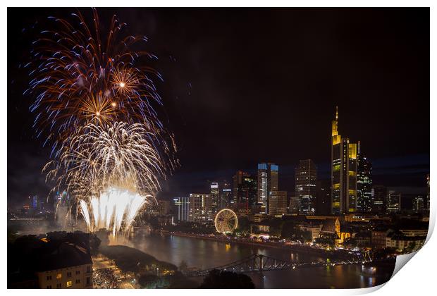 Skyline fireworks Print by Thomas Schaeffer