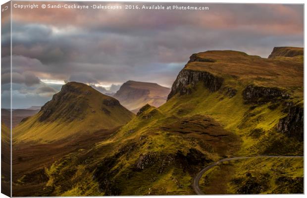 Pastel Pink Sky At The Quiraing Canvas Print by Sandi-Cockayne ADPS
