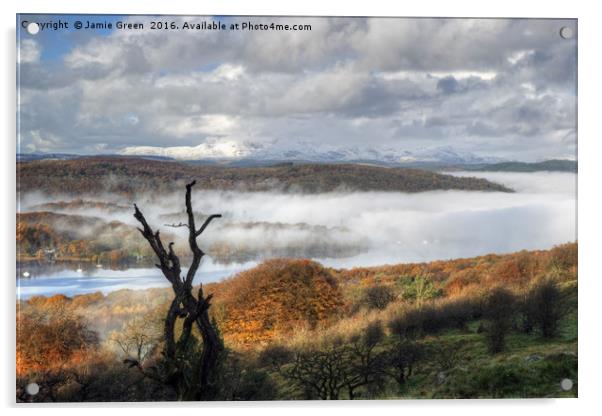 Windermere and Coniston Acrylic by Jamie Green