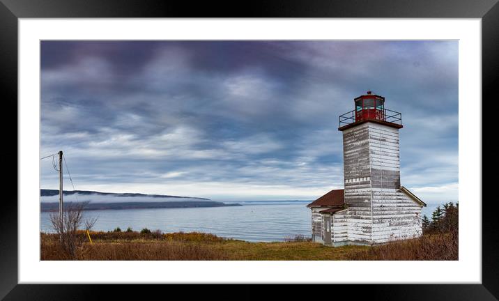 Panorama of a Canadian wooden lightouse in Cape Br Framed Mounted Print by George Cairns