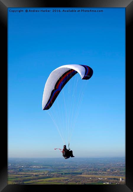 Paraglider, Westbury White Horse, Wiltshire, UK Framed Print by Andrew Harker