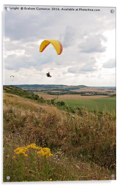 Dunstable Downs Paragliding Acrylic by Graham Custance