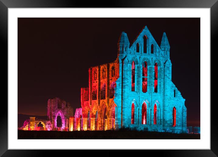 Illuminated Whitby Abbey Framed Mounted Print by Martin Williams