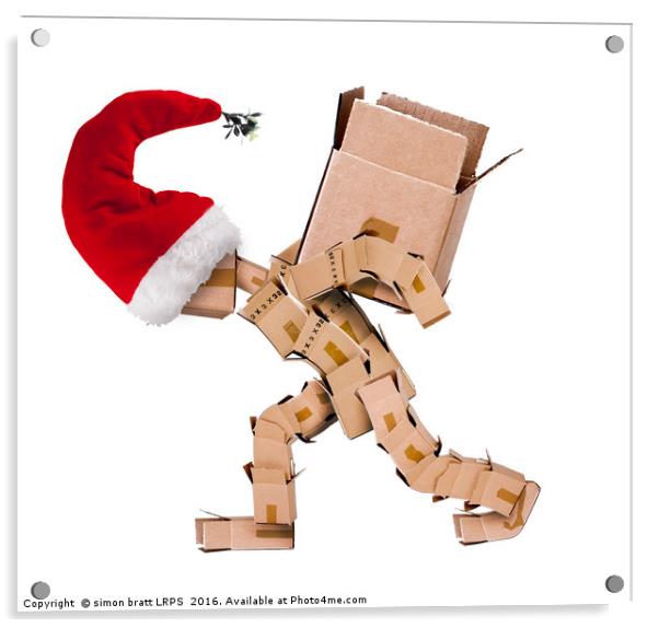 Christmas character carrying a large box  Acrylic by Simon Bratt LRPS