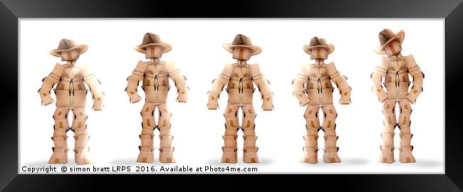 Cowboy characters made from boxes Framed Print by Simon Bratt LRPS