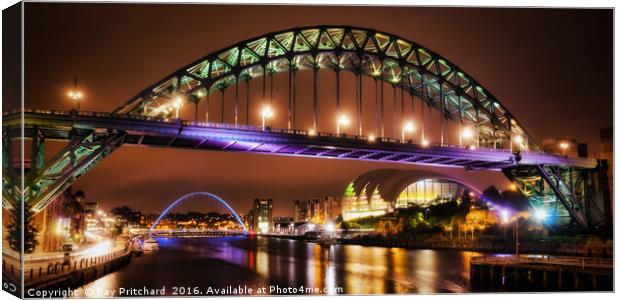 Tyne Bridge at Night Canvas Print by Ray Pritchard