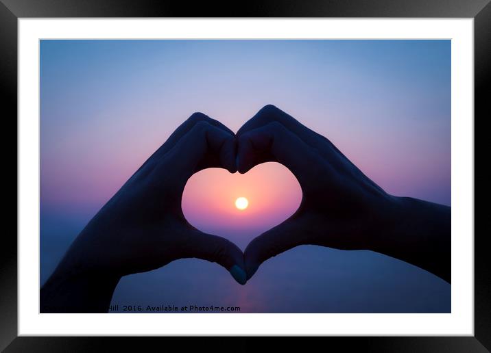 Hand Heart sunset  Framed Mounted Print by Alan Hill