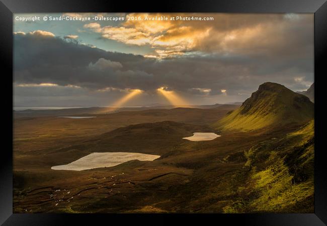 Sun Rays At The Quiraing Framed Print by Sandi-Cockayne ADPS