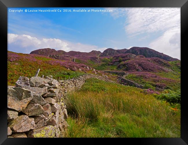 High Crag and Willygrass Gill above Stonethwaite i Framed Print by Louise Heusinkveld