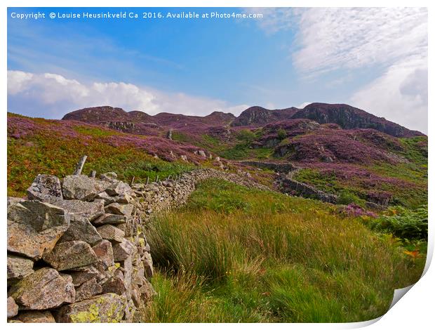 High Crag and Willygrass Gill above Stonethwaite i Print by Louise Heusinkveld
