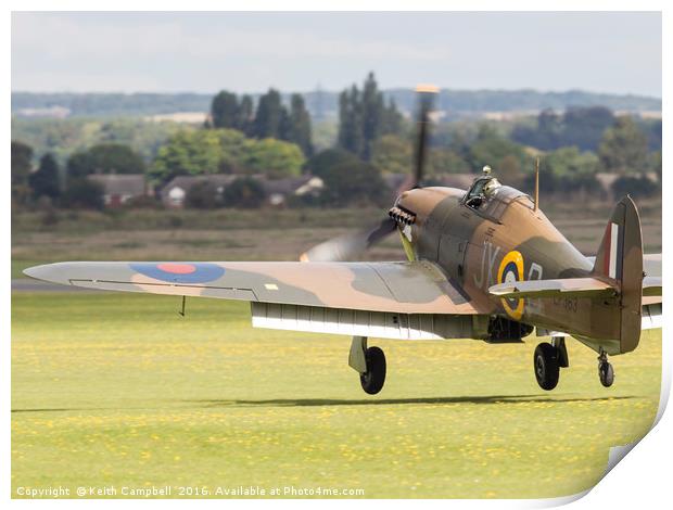 RAF Hurricane landing Print by Keith Campbell