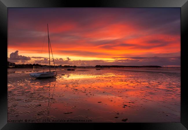 Sunset coastal scene of Poole Harbour Framed Print by Alan Hill