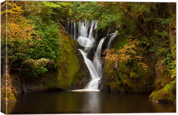 Dyfi Furnace Waterfall in early autumn Canvas Print by Alan Hill