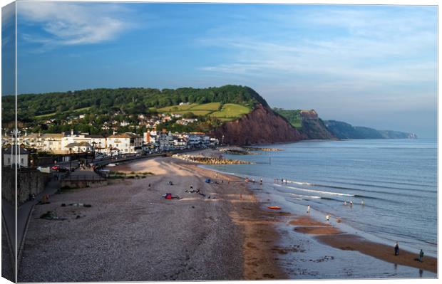 Sidmouth Seafront and Beach                      Canvas Print by Darren Galpin