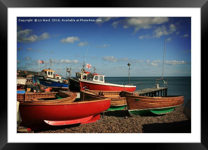Colourful Fishing Boats Framed Mounted Print by Liz Ward