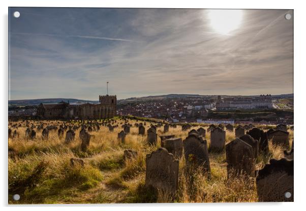 Whitby Abbey cemetery Acrylic by Thomas Schaeffer