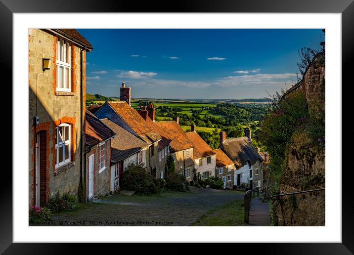 Gold Hill in the village of Shaftesbury, Dorset Framed Mounted Print by Alan Hill