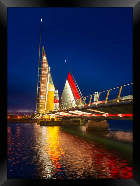 Twin Sails lifting bridge and reflections, Poole H Framed Print by Alan Hill