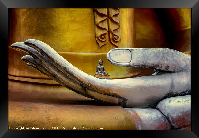 Hand of Buddha Thailand Framed Print by Adrian Evans