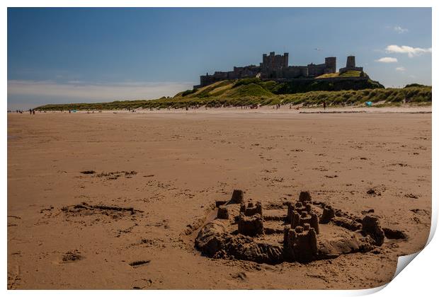 Bamburgh Castle beach Print by Thomas Schaeffer