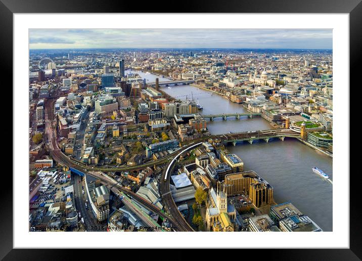 London skyline aerial view in early evening Framed Mounted Print by Alan Hill
