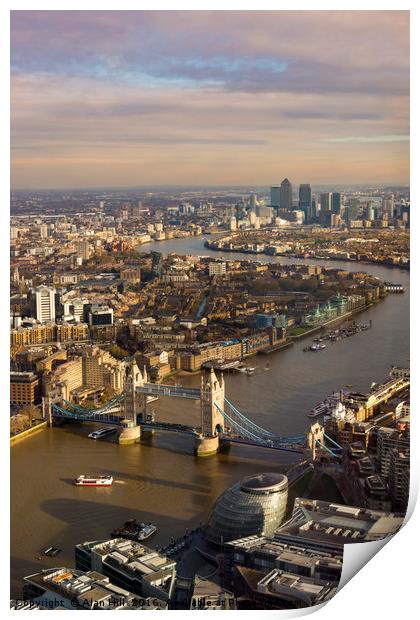 London skyline aerial view in early evening Print by Alan Hill