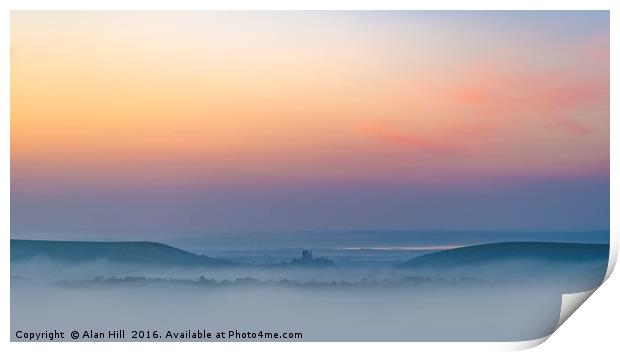 Rainbow skies, Dorset Purbeck Hills, Corfe Castle Print by Alan Hill