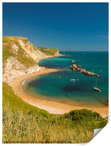 Dorset Coastline on a hot summer day Print by Alan Hill
