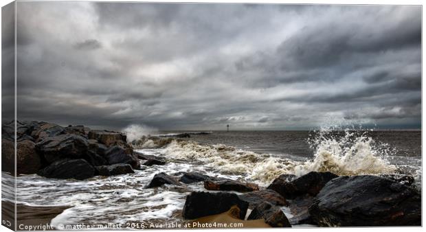 Storm Angus Essex Angry Sea 2 Canvas Print by matthew  mallett