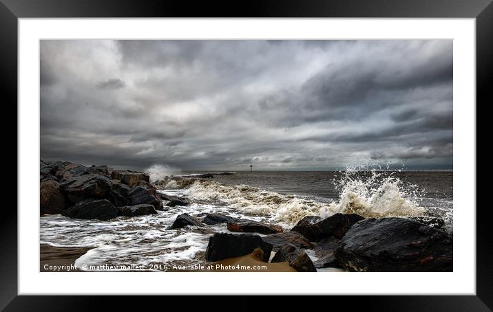 Storm Angus Essex Angry Sea 2 Framed Mounted Print by matthew  mallett