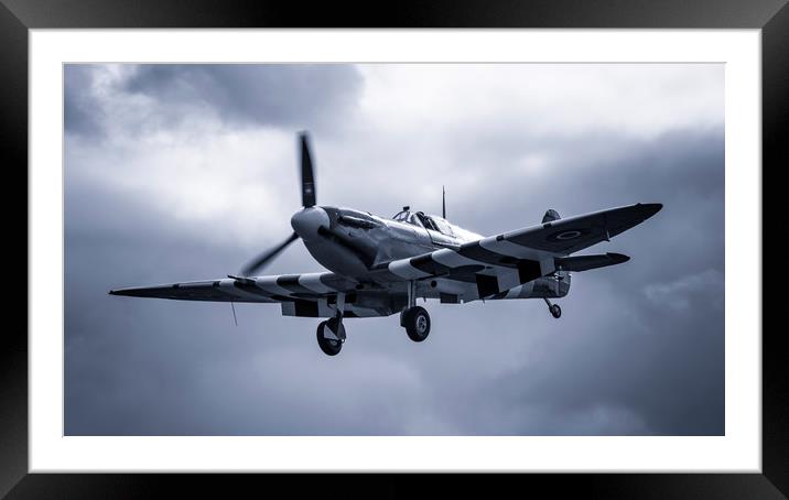 Spitfire Gear Down Framed Mounted Print by J Biggadike
