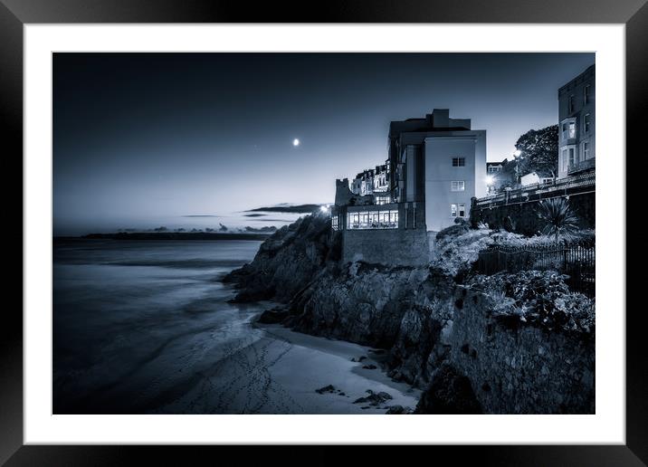 Tenby Moon Framed Mounted Print by Purple OneTwoEight