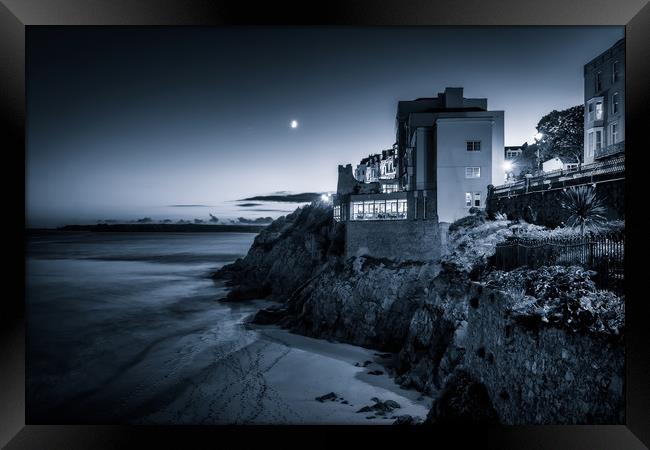 Tenby Moon Framed Print by Purple OneTwoEight